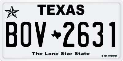 TX license plate BOV2631