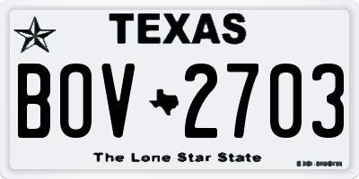 TX license plate BOV2703