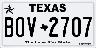 TX license plate BOV2707