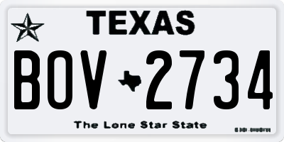 TX license plate BOV2734