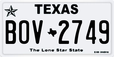 TX license plate BOV2749