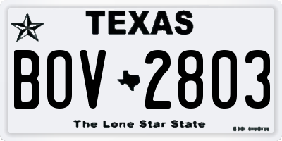 TX license plate BOV2803