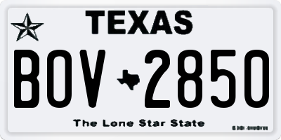 TX license plate BOV2850