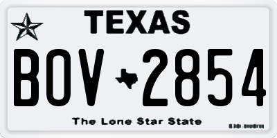 TX license plate BOV2854