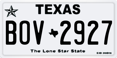 TX license plate BOV2927