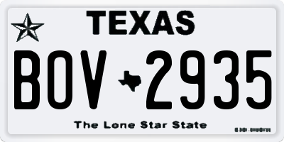 TX license plate BOV2935