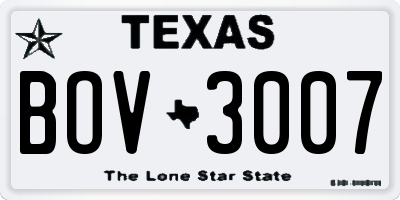 TX license plate BOV3007
