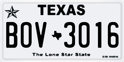 TX license plate BOV3016