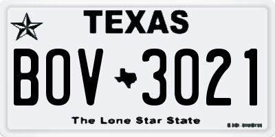 TX license plate BOV3021
