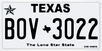 TX license plate BOV3022
