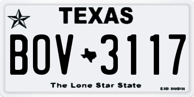 TX license plate BOV3117