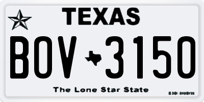 TX license plate BOV3150