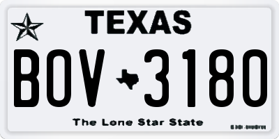 TX license plate BOV3180