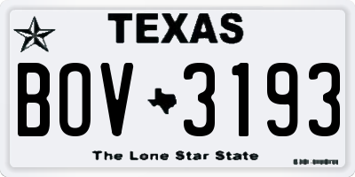 TX license plate BOV3193