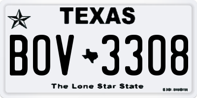 TX license plate BOV3308