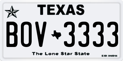 TX license plate BOV3333