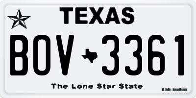 TX license plate BOV3361