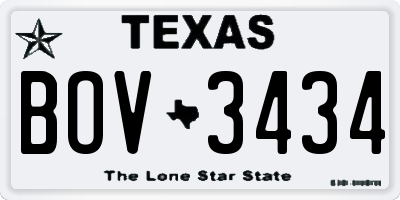 TX license plate BOV3434
