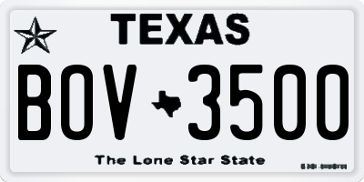 TX license plate BOV3500
