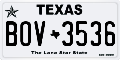 TX license plate BOV3536
