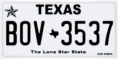 TX license plate BOV3537