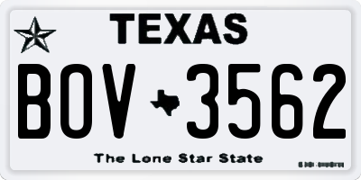 TX license plate BOV3562