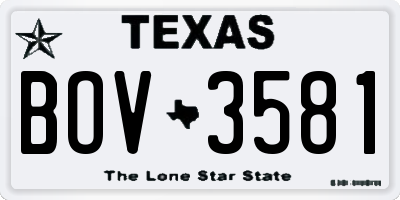 TX license plate BOV3581
