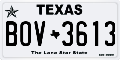 TX license plate BOV3613