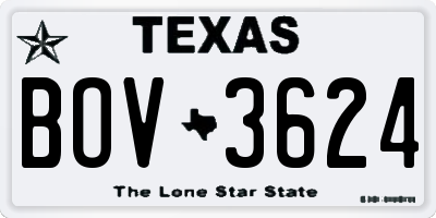 TX license plate BOV3624