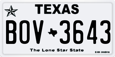 TX license plate BOV3643