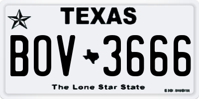 TX license plate BOV3666