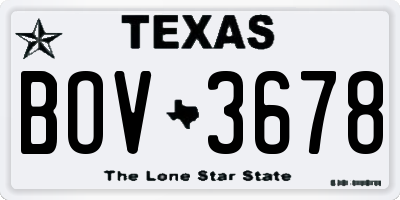 TX license plate BOV3678