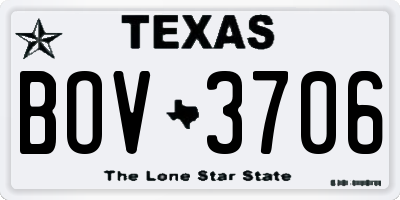 TX license plate BOV3706