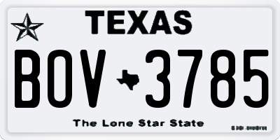 TX license plate BOV3785