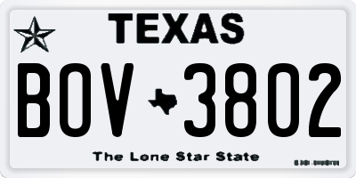 TX license plate BOV3802