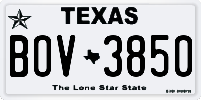 TX license plate BOV3850