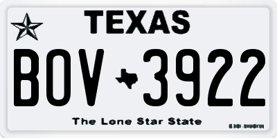 TX license plate BOV3922