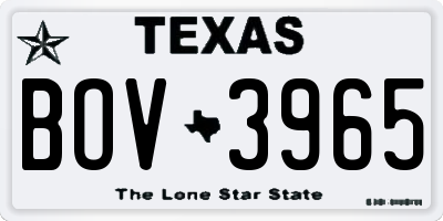 TX license plate BOV3965