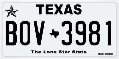 TX license plate BOV3981