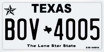 TX license plate BOV4005