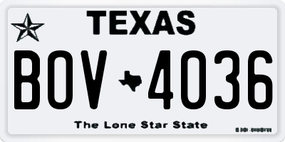 TX license plate BOV4036