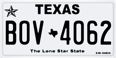 TX license plate BOV4062