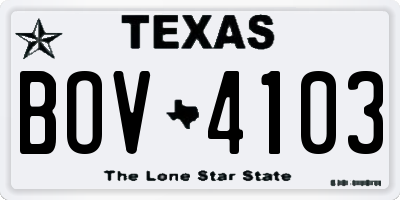 TX license plate BOV4103