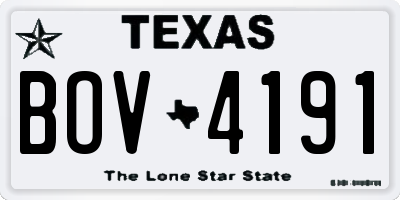 TX license plate BOV4191