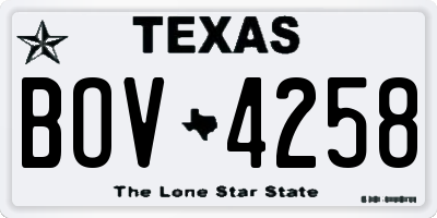 TX license plate BOV4258