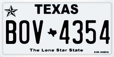 TX license plate BOV4354