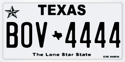 TX license plate BOV4444