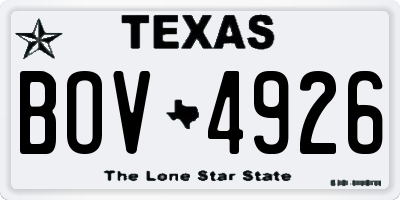 TX license plate BOV4926