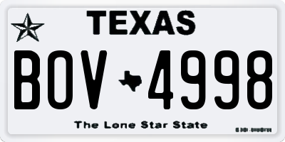 TX license plate BOV4998