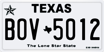 TX license plate BOV5012